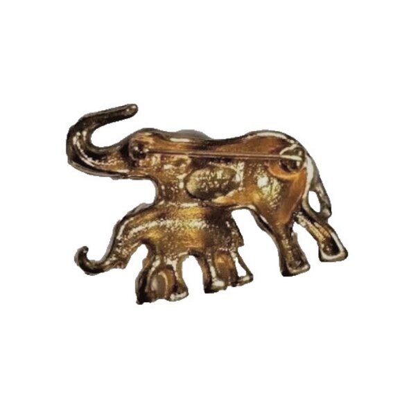JACKIE ORR Vintage Brooch Mother & Baby Elephants Gold Tone Rhinestones Enamel - Picture 7 of 7